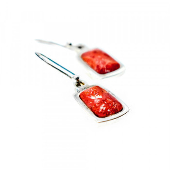 Vintage 925 Sterling Silver Red Jasper Earrings
