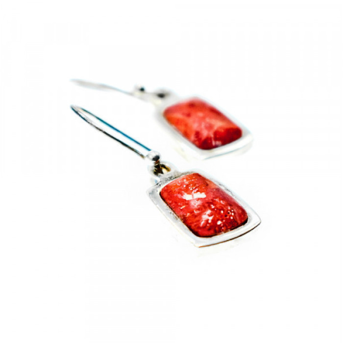 Vintage 925 Sterling Silver Red Jasper Earrings