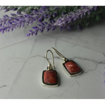 Vintage 925 Sterling Silver Red Jasper Earrings