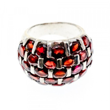 925 Sterling Silver Garnet Ring Size 8