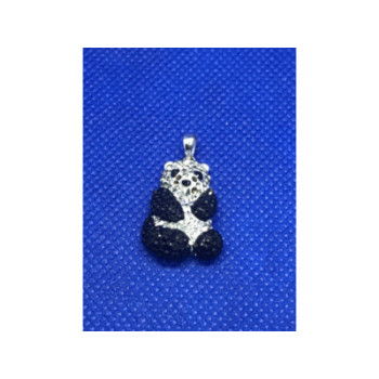 925 Sterling Silver Black & White CZ Panda Pendant