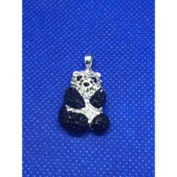 925 Sterling Silver Black & White CZ Panda Pendant