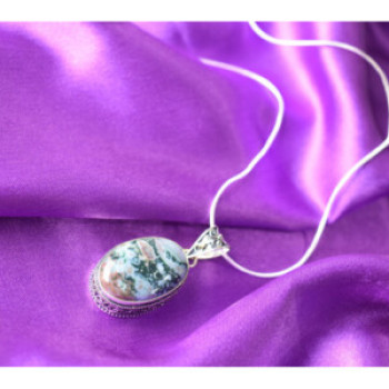 925 Sterling Silver Jasper Chain With Pendant