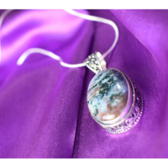 925 Sterling Silver Jasper Chain With Pendant