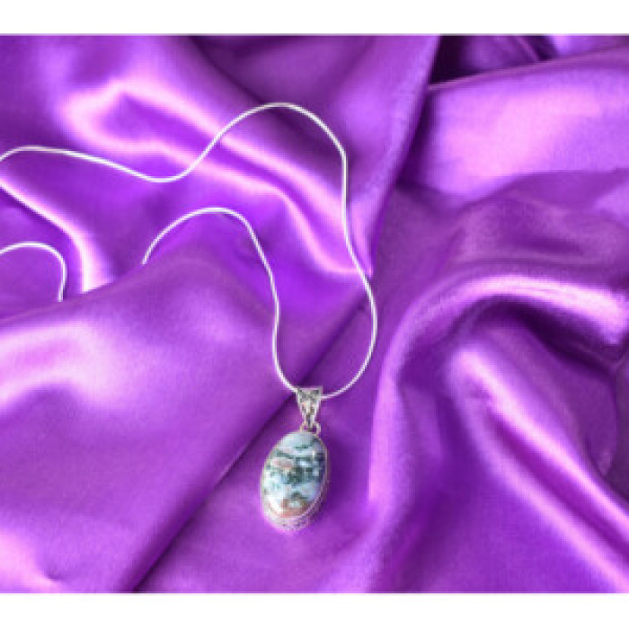925 Sterling Silver Jasper Chain With Pendant