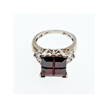 925 STERLING SILVER SPESSARTINE & GOSHENITE RING SIZE 6.5