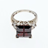 925 Sterling Silver Spessartine & Goshenite Ring Size 6.5