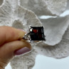 925 Sterling Silver Spessartine & Goshenite Ring Size 6.5