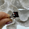 925 Sterling Silver Spessartine & Goshenite Ring Size 6.5