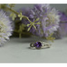 925 Sterling Silver Amethyst & CZ Ring Size 8