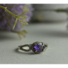 925 Sterling Silver Amethyst & CZ Ring Size 8