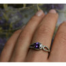 925 Sterling Silver Amethyst & CZ Ring Size 8