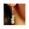 925 Sterling Silver Yellow Agate & Mother Of Pearl Earrings