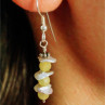 925 Sterling Silver Yellow Agate & Mother Of Pearl Earrings