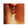 925 Sterling Silver Yellow Agate & Mother Of Pearl Earrings