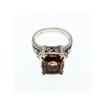925 Sterling Silver Brown Smoky Quartz Ring Size 6.5