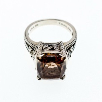 925 Sterling Silver Brown Smoky Quartz Ring Size 6.5