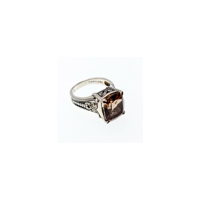 925 Sterling Silver Brown Smoky Quartz Ring Size 6.5