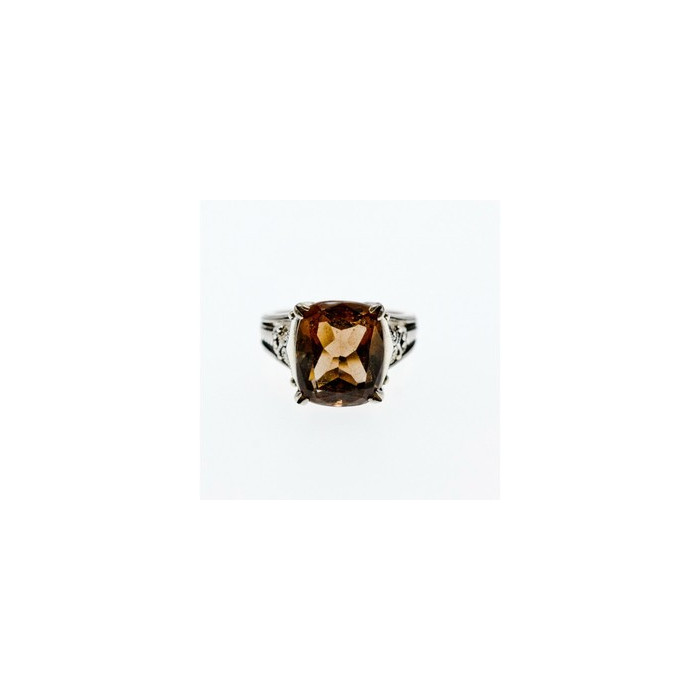925 Sterling Silver Brown Smoky Quartz Ring Size 6.5