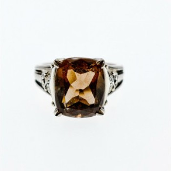 925 Sterling Silver Brown Smoky Quartz Ring Size 6.5
