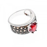 925 Sterling Silver Ruby & Hessonite 