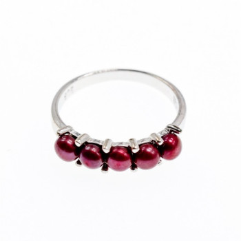 925 Sterling Silver Cherry Pearls Ring Size 7