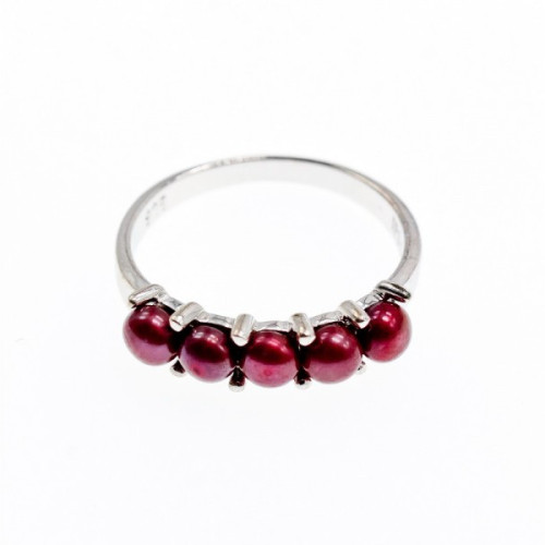 925 Sterling Silver Cherry Pearls Ring Size 7
