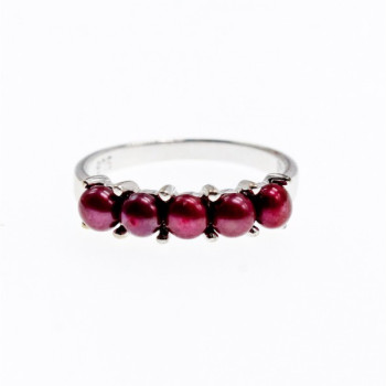 925 Sterling Silver Cherry Pearls Ring Size 7
