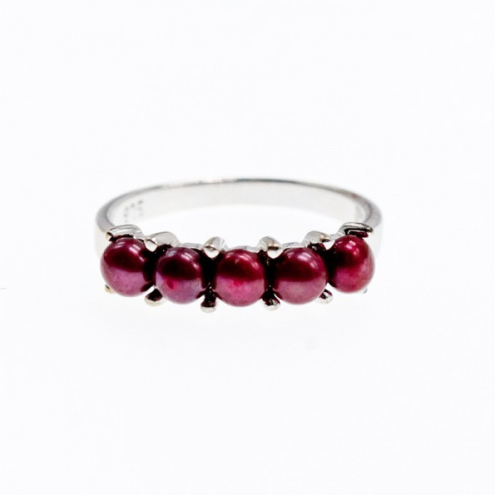 925 Sterling Silver Cherry Pearls Ring Size 7