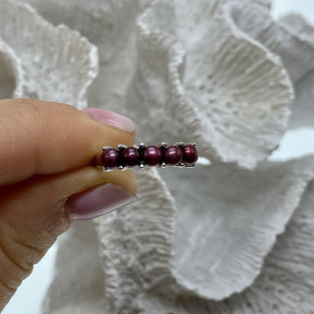 925 Sterling Silver Cherry Pearls Ring Size 7