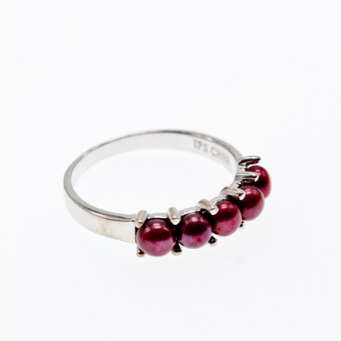 925 Sterling Silver Cherry Pearls Ring Size 7