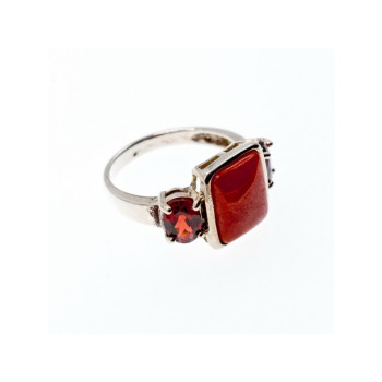 925 STERLING SILVER AGATE & GARNET RING SIZE 9.5