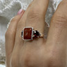 925 Sterling Silver Agate & Garnet Ring Size 9.5