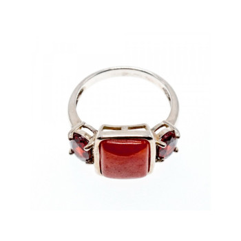 925 STERLING SILVER AGATE & GARNET RING SIZE 9.5