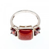 925 Sterling Silver Agate & Garnet Ring Size 9.5