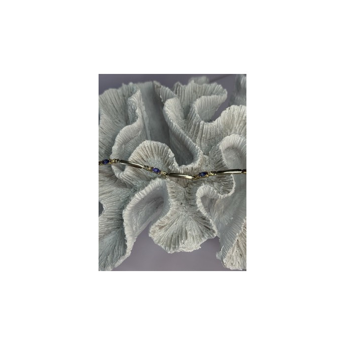 14K YELLOW GOLD TANZANITE & DIAMOND BRACELET LENGTH 7.5 INCH