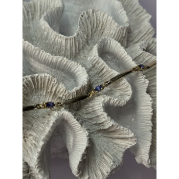 14K YELLOW GOLD TANZANITE & DIAMOND BRACELET LENGTH 7.5 INCH