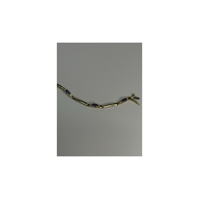 14K YELLOW GOLD TANZANITE & DIAMOND BRACELET LENGTH 7.5 INCH