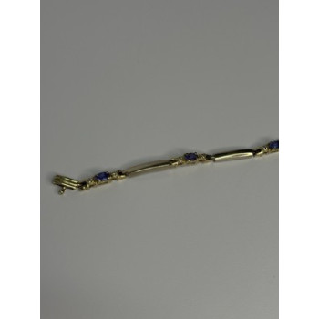 14K YELLOW GOLD TANZANITE & DIAMOND BRACELET LENGTH 7.5 INCH