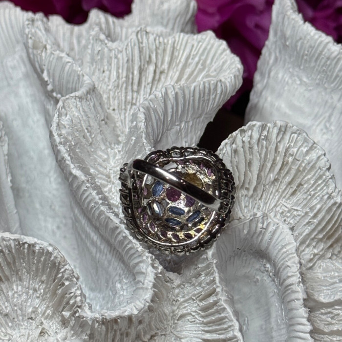 925 Sterling Silver Tourmalines Magic Ring Size 8
