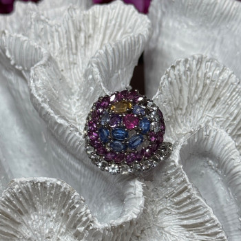 925 Sterling Silver Tourmalines Magic Ring Size 8