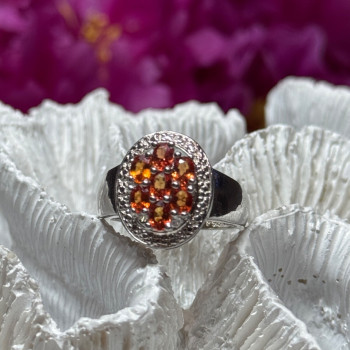 925 Sterling Silver Orange Citrine Ring Size 7.5