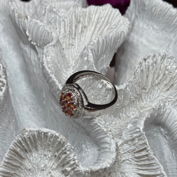925 Sterling Silver Orange Citrine Ring Size 7.5
