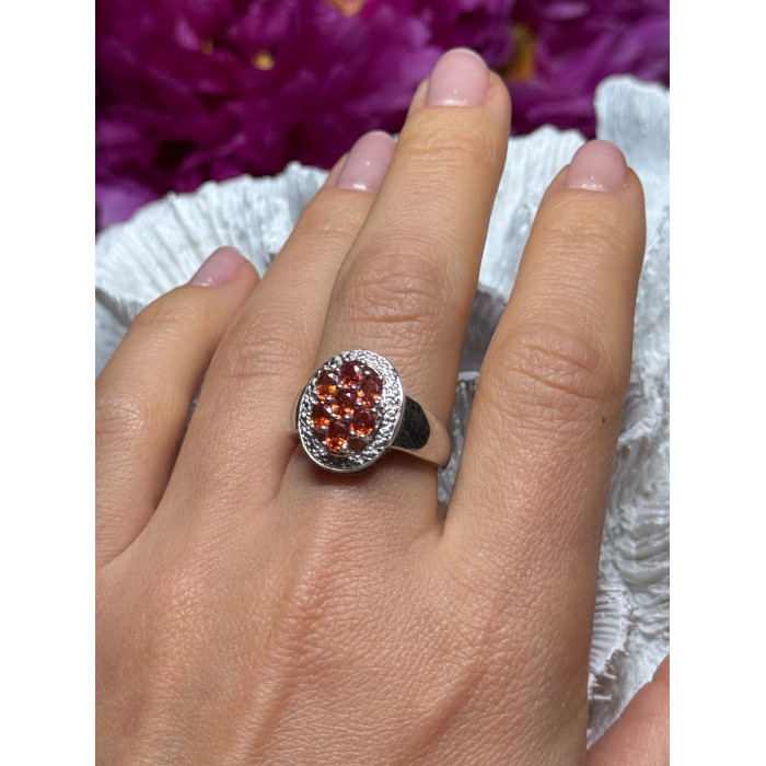 925 Sterling Silver Orange Citrine Ring Size 7.5