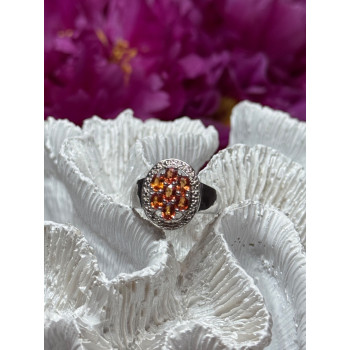 925 Sterling Silver Orange Citrine Ring Size 7.5