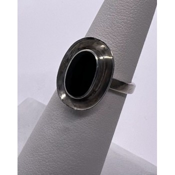 925 Sterling Silver & Onyx Soma Ring Size 5