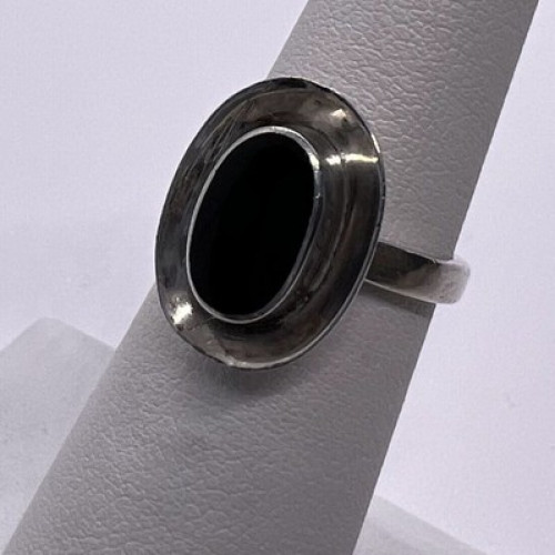 925 Sterling Silver & Onyx Soma Ring Size 5