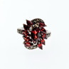 925 Sterling Silver Spessartine & Marcasites Ring Size 6.5