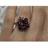 925 STERLING SILVER SPESSARTINE & MARCASITES RING SIZE 6.5