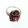 925 Sterling Silver Spessartine & Marcasites Ring Size 6.5